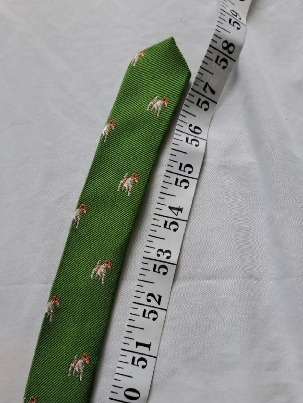 J. Crew 100% Silk‎ Tie with Embroidered Terrier Dog Motif